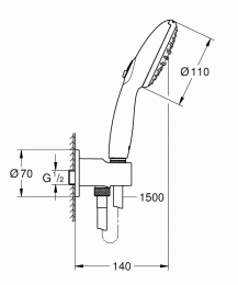 Душевой набор GROHE Tempesta 110, 2 режима, 1500 мм, 6,1 л/мин, хром (26921003)