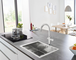 Смеситель для кухонной мойки GROHE Blue Home с системой фильтрации, охлаждения и газирования воды, хром (31455001)