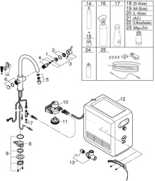 Смеситель для кухни GROHE Blue Professional с функцией фильтрации, с системой охлаждения и газирования воды, Wi-Fi, суперсталь (31323DC2)
