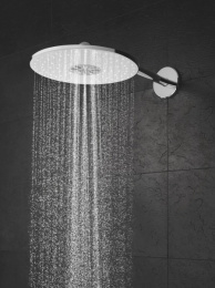 Верхний душ GROHE Rainshower 310 SmartActive с душевым кронштейном, 2 режима, 430 мм, белая луна (26475LS0)