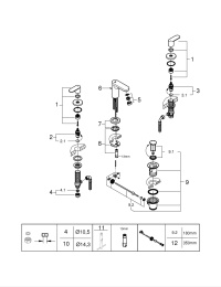 Смеситель для раковины GROHE Eurosmart Cosmopolitan на 3 отверстия, S-size, хром (20187000)