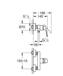 Смеситель для душа GROHE Cubeo, черный матовый (1018242430)