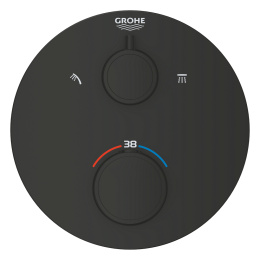 Внешняя часть термостата для душа GROHE Grohtherm на 2 потребителя, круглая, матовый черный (1022082430)