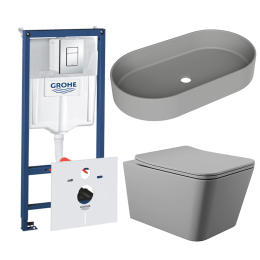Комплект инсталляции GROHE Rapid SL 38775001 с унитазом Aqueduto MACIO MACT2130 и раковиной Aqueduto ESPIRAL ESP0230 (NW0612)
