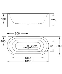 Ванна GROHE Essence, 180 x 80 х 57,5, альпин-белый (39611000)