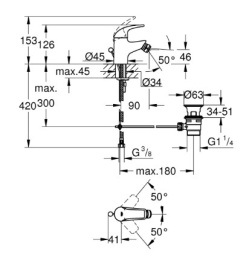 Смеситель для биде GROHE Start Curve с донным клапаном, хром (23766000)