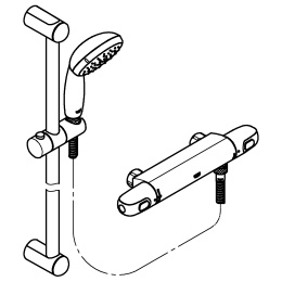Термостат для душа GROHE Grohtherm 1000 с душевым гарнитуром, хром (34819004)
