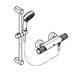 Термостат для душа GROHE Grohtherm 1000 Performance с душевым гарнитуром, хром (34835000)