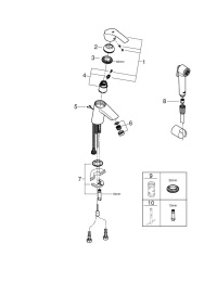 Смеситель для раковины GROHE Eurosmart с гигиеническим душем, S-size, хром (23124002)