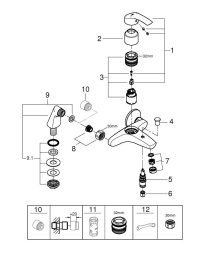 Смеситель для ванны GROHE Eurosmart на 2 отверстия, на борт ванны с вертикальным подключением, хром (33303002)