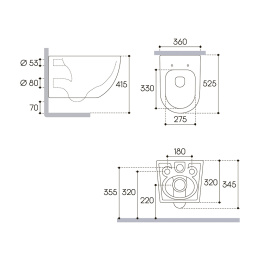 Комплект инсталляции GROHE Rapid SL 38775001 с унитазом Aqueduto OVO OVOT2130 и раковиной Aqueduto ESPIRAL D400 ESP0130 (NW0589)