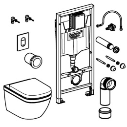 Комплект инсталляции GROHE Rapid SL с подвесным унитазом Euro Ceramic и сиденьем (36501000)