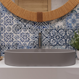 Раковина накладная Aqueduto ESPIRAL, овальная 390*600, серый матовый (ESP0230)