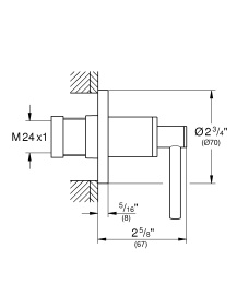 Внешняя часть вентиля GROHE Atrio, рукоятка-рычаг, хром (19088003)