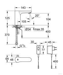 Смеситель для раковины GROHE Get E инфракрасный, хром (36366000)