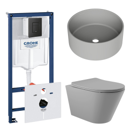Комплект инсталляции GROHE Solido 38811KF0 с унитазом Aqueduto CONE CON0130 и раковиной Aqueduto ESPIRAL D400 ESP0130 (NW0407)