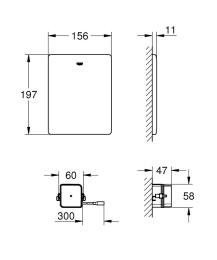 Панель смыва для унитаза GROHE Tectron Skate радиоэлектронная, 1 режим, нержавеющая сталь (38934SD0)