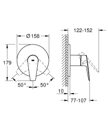 Внешняя часть смесителя для душа GROHE BauEdge, хром (24161001)