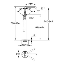 Внешняя часть смесителя для ванны GROHE Essence напольного монтажа, теплый закат, матовый (25248DE1)