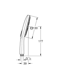 Ручной душ GROHE Rainshower SmartActive 130 Cube, 8,5 л/мин, 3 режима, матовый черный (265822430)