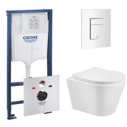 Комплект инсталляции GROHE Rapoid SL 3 в 1 с унитазом Aquatek ВЕГА AQ1804T-00 и звукоизоляционным комплектом (NW0772)