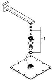 Верхний душ GROHE Rainshower Allure 230 с кронштейном, 9,5 л/мин, 1 режим, 286 мм, хром (26064000)