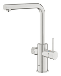 Смеситель для кухни GROHE Blue Pure Minta c вытяжным изливом и фильтрацией, суперсталь (30590DC0/UB), уцененный товар