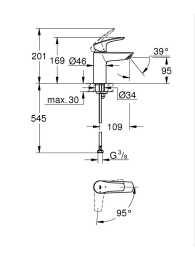 Смеситель для раковины GROHE Eurosmart, S-size, матовый черный (321542433)