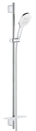 Душевой гарнитур GROHE Rainshower SmartActive 130 с мыльницей, 3 режима струи, душевая штанга 900 мм, 9,5 л/мин, белая луна (26579LS0)