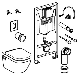 Комплект инсталляции GROHE Solido 5 в 1 с подвесным унитазом Euro Ceramic и сиденьем (39702000)