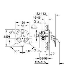 Смеситель для ванны GROHE Euroeco в комплекте с монтажной , хром (32747000)