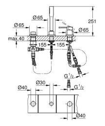 Смеситель для ванны GROHE Essence на 3 отверстия, хром (19976001)