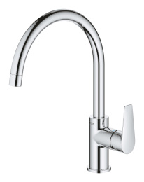Смеситель для кухонной мойки GROHE Start Edge QuickFix с высоким C-образным изливом, хром (30529001)