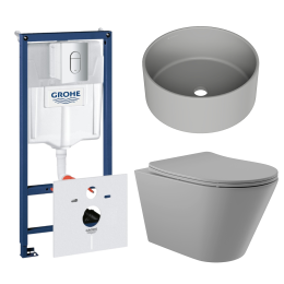 Комплект инсталляции GROHE Rapid SL NW0145/S с унитазом Aqueduto CONE CONT2130 и раковиной Aqueduto ESPIRAL D400 ESP0130 (NW0605)