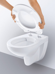 Унитаз подвесной безободковый GROHE Bau Ceramic с сиденьем с микролифтом, альпин-белый (NW0005)