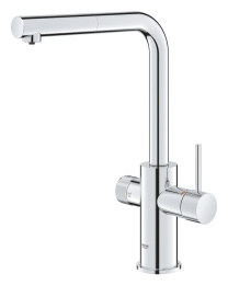 Смеситель для кухонной мойки GROHE Blue Pure Minta c вытяжным изливом, функцией фильтрации, без фильтра в комплекте, хром (30601000)