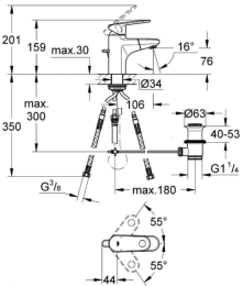 Смеситель для раковины GROHE Europlus, S-size, хром (33155002)