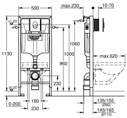 Комплект инсталляции GROHE Rapid SL 4 в 1 с унитазом Euro Ceramic и сиденьем с микролифтом (NW0139)