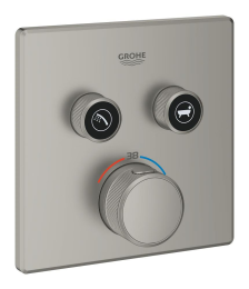 Внешняя часть термостата для душа GROHE Grohtherm SmartControl на 2 потребителя, сатиновая сталь (29124MS0)