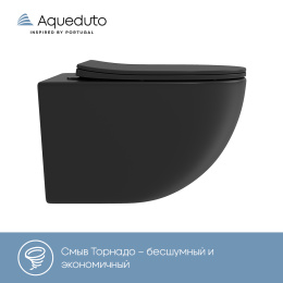 Унитаз подвесной Aqueduto OVO 525*360 безободковый, сиденье с микролифтом, черный матовый (OVOT2140)