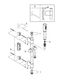 Душевой гарнитур GROHE SPA Grandera Stick, 1 режим струи, душевая штанга 900 мм, 7,6 л/мин, хром (26038000)