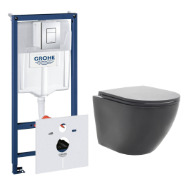 Комплект инсталляции GROHE Rapid SL 38775001 с унитазом AQUAme AQM2002MB и сиденьем с микролифтом (NW0308)