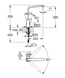 Смеситель для кухонной мойки GROHE Sail Cube, хром (31393000)
