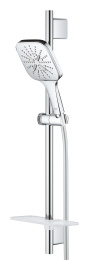 Душевой гарнитур GROHE Rainshower SmartActive 130 Cube с мыльницей, 3 режима струи, душевая штанга 600 мм, 9,5 л/мин, хром (26584000)
