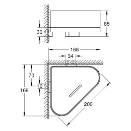 Полочка для душа GROHE Selection, угловая с держателем, теплый закат глянец (41038DA0)