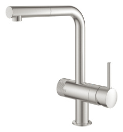 Смеситель для кухонной мойки GROHE Blue Pure Minta, с функцией фильтрации, без фильтра в комплекте, суперсталь (31721DC0)