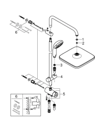 Душевая система GROHE Vitalio Start System 250 Cube Flex с переключателем потоков, хром (26698000)