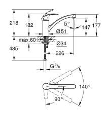 Смеситель для кухни GROHE Eurosmart, хром (30260002)