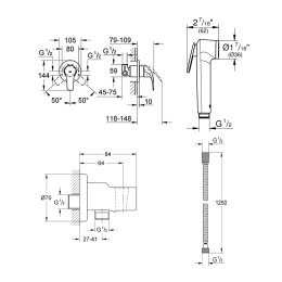 Набор для гигиенического душа, GROHE BauCurve, хром (123072/U1), уцененный товар