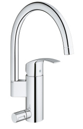 Смеситель для кухни GROHE Eurosmart с функцией экономии воды и интегрированным запорным клапаном, хром (33490002)